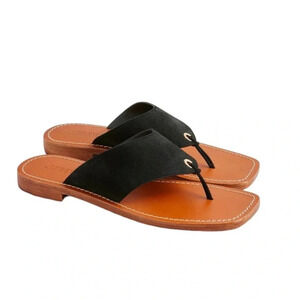 J. Crew Suede Thong Leather Sandals Black Size 9